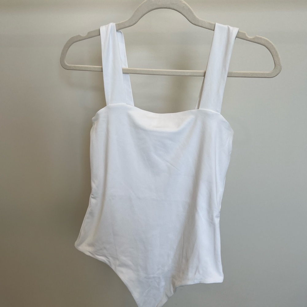 Nuuds Classic White square neck bodysuit Top